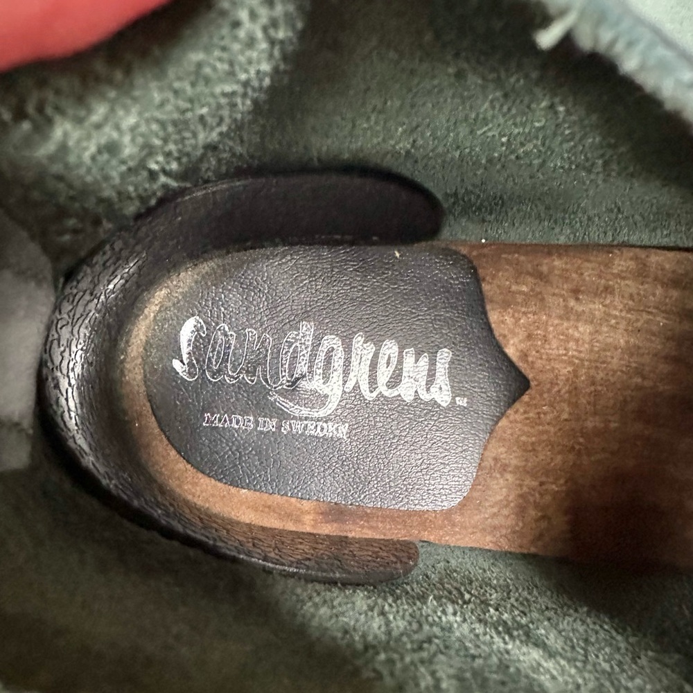 Sandgrens Sweden Chukka High Heel Clog Lace-Up  Nubuck Wood Heel Size 38 - Picture 10 of 16